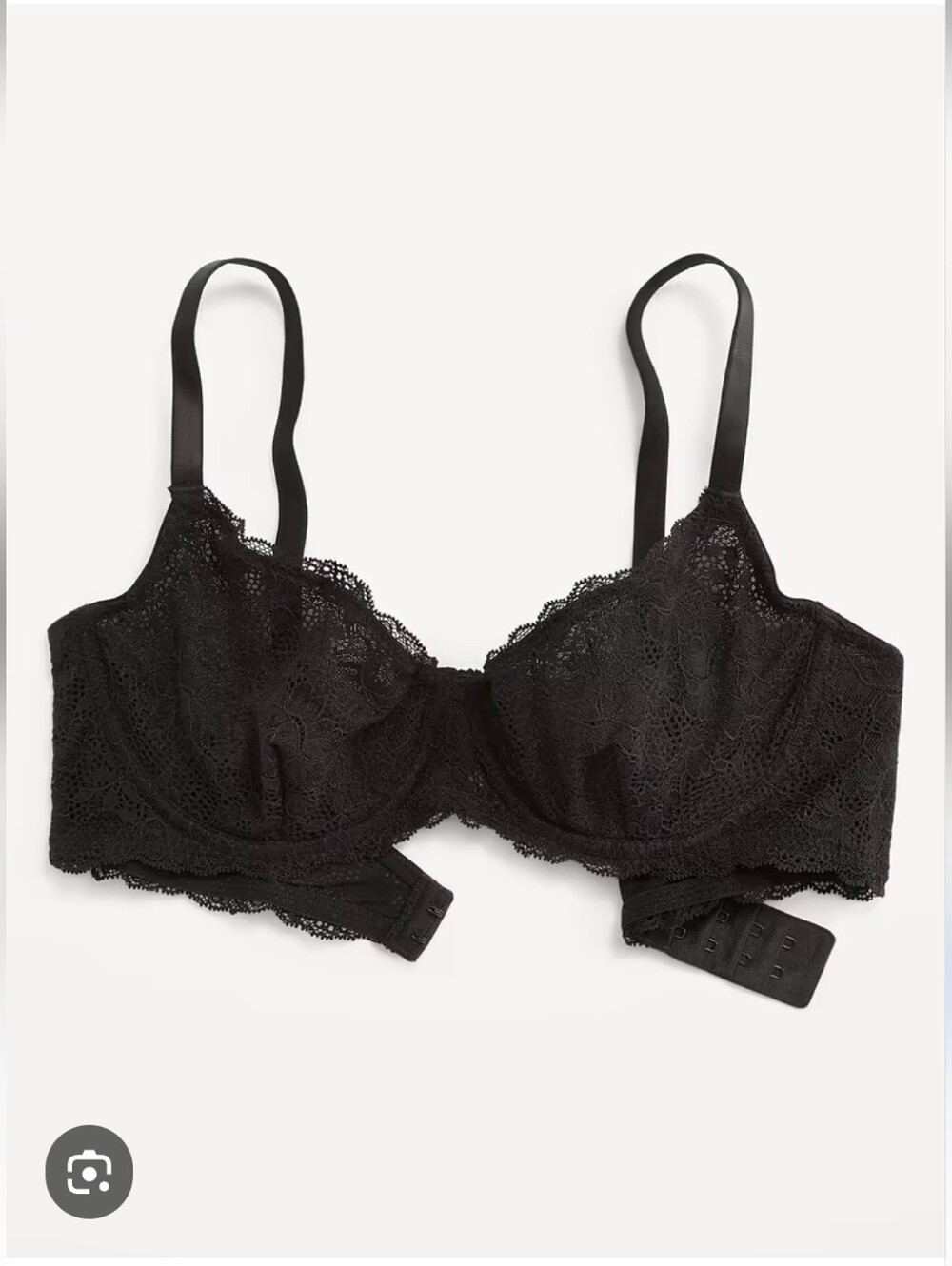 GAP Black Lace Underwire Bra with Floral Lace